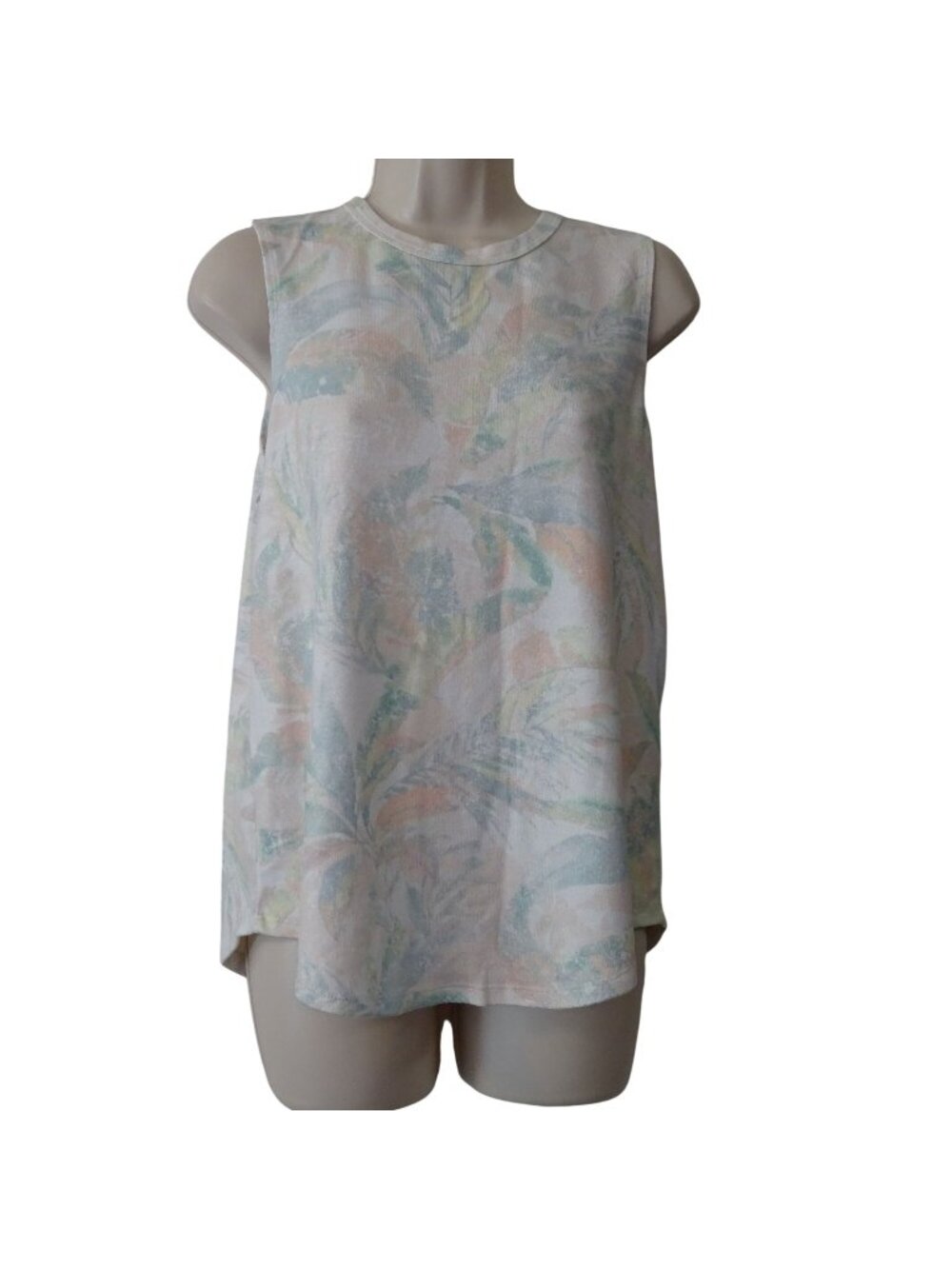 PJ Salvage Sleeveless PJ Pajama Top Lounge Pastel Leaf Print Women Size S